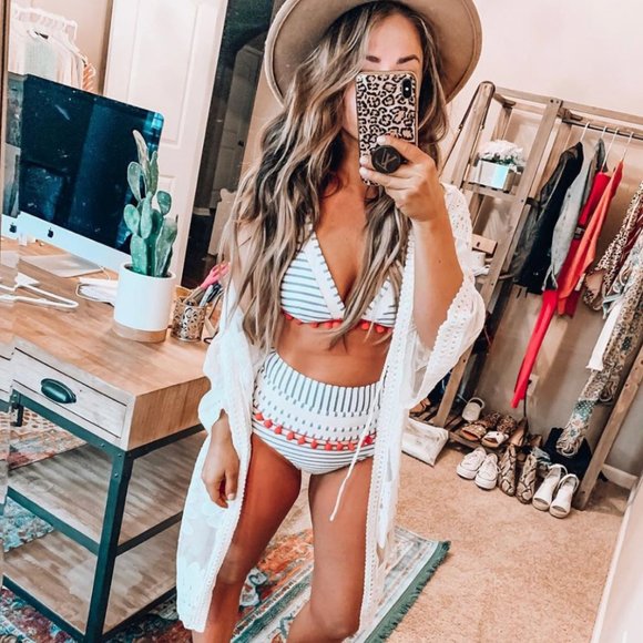 www.citrusandjune.com Other - SALE! 1 LEFT! Brooklyn Pom Pom High Waisted Bikini